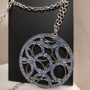 BLUE RHINESTONE STATEMENT NECKLACE